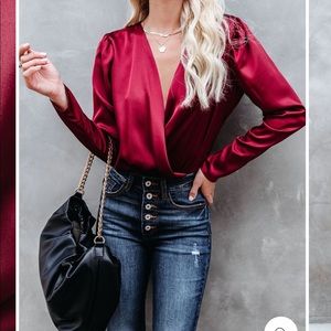 Strut & Bolt satin surplice bodysuit